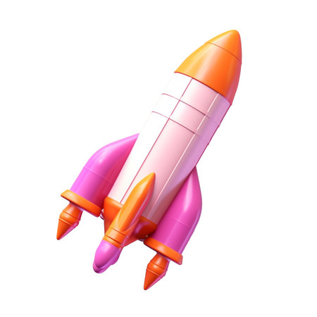 illustration of rocket in 3D style trending color palette with Generative AIの素材