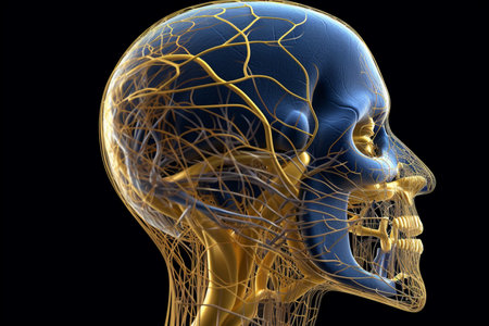 illustration of Human brain in x ray style with Generative AIの素材