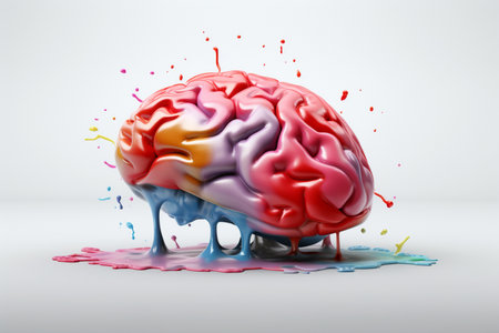 illustration of colorful brain on white background with Generative AIの素材