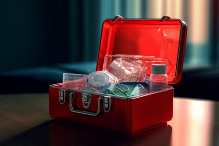 illustration of open first aid box with Generative AIの素材