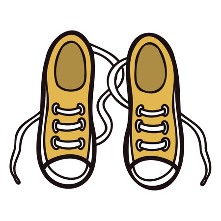 Hand Drawn cute sneakers in doodle style isolated on backgroundのイラスト素材