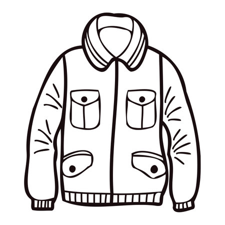 Hand Drawn cute jackets for men in doodle style isolated on backgroundのイラスト素材
