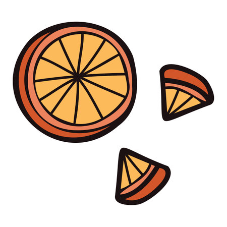 Hand Drawn orange in doodle style isolated on backgroundのイラスト素材