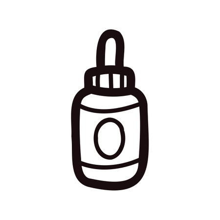 Hand Drawn bottle in doodle style isolated on backgroundのイラスト素材