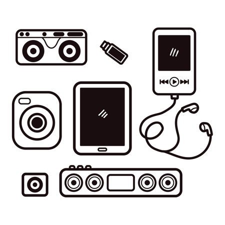 Hand Drawn electronic device in flat lay style isolated on backgroundのイラスト素材