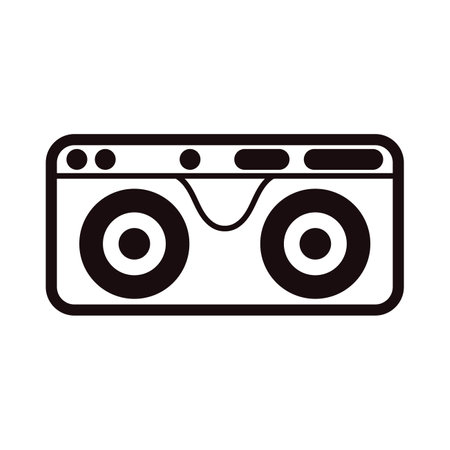 Hand Drawn cassette in doodle style isolated on backgroundのイラスト素材