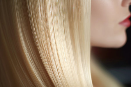 illustration of a beautiful blonde hair with straight long streaks in the style of smooth and polished with Generative AIの素材