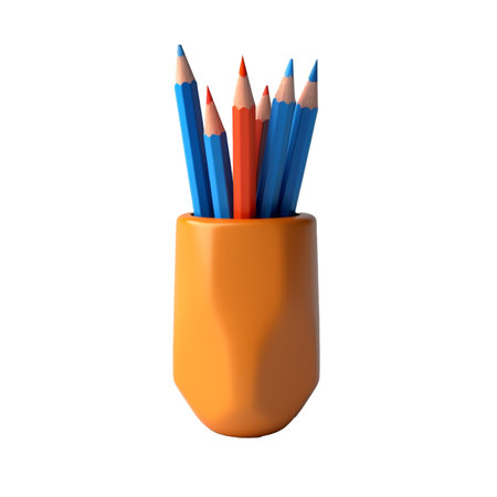 illustration of pencil and pencil holder isolated on background with Generative AIの素材