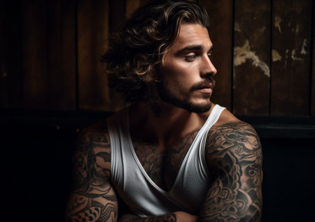 illustration of handsome male posing with Generative AIの素材