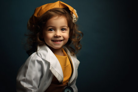 illustration of Happy girl in doctor costume with Generative AIの素材