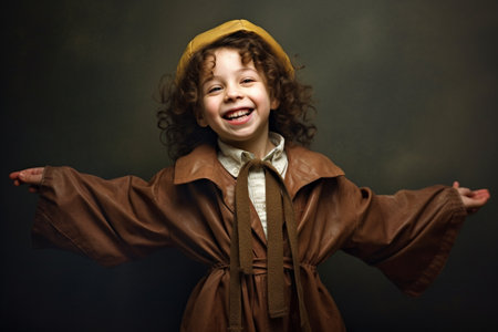 illustration of Happy girl in Teacher costume with Generative AIの素材