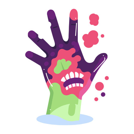 Hand Drawn zombie hand in flat style isolated on backgroundのイラスト素材