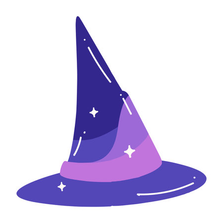 Hand Drawn witch hat in flat style isolated on backgroundのイラスト素材