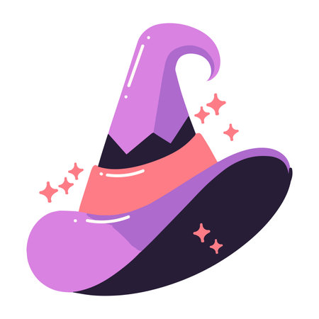 Hand Drawn witch hat in flat style isolated on backgroundのイラスト素材