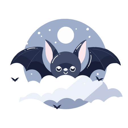 Hand Drawn cute bat in flat style isolated on backgroundのイラスト素材