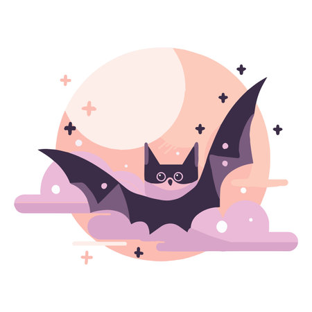 Hand Drawn cute bat in flat style isolated on backgroundのイラスト素材