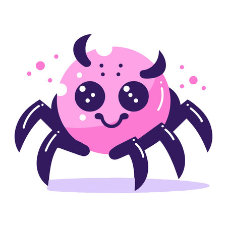 Hand Drawn cute spider in flat style isolated on backgroundのイラスト素材