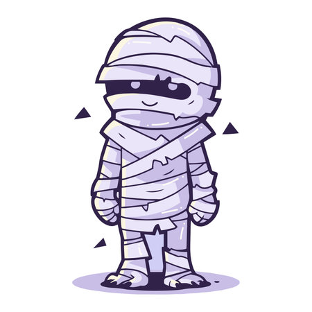 Hand Drawn cute mummy in flat style isolated on backgroundのイラスト素材