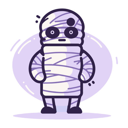 Hand Drawn cute mummy in flat style isolated on backgroundのイラスト素材