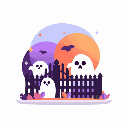 Hand Drawn Halloween cute ghost in flat style isolated on backgroundのイラスト素材