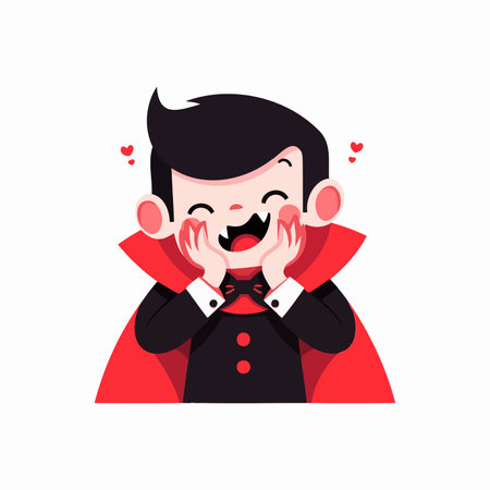 Hand Drawn halloween cute vampire in flat style isolated on backgroundのイラスト素材
