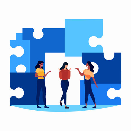 Hand Drawn Businessman with jigsaw in flat style isolated on backgroundのイラスト素材