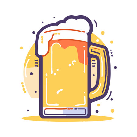 Hand Drawn beer glass in flat style isolated on backgroundのイラスト素材