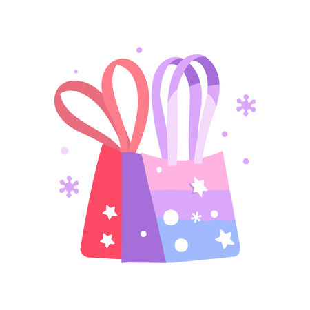 Hand Drawn christmas gift bags in flat style isolated on backgroundのイラスト素材