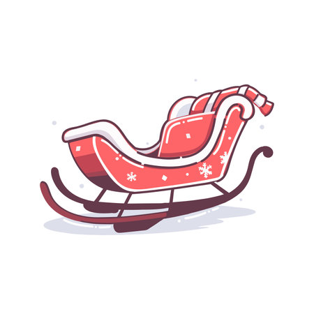 Hand Drawn christmas Santa sleigh in flat style isolated on backgroundのイラスト素材