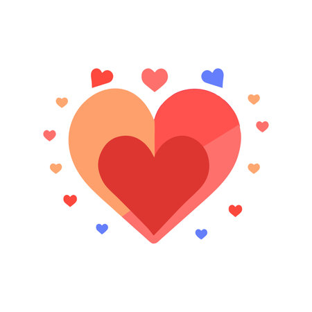 Hand Drawn heart with love in flat style isolated on backgroundのイラスト素材