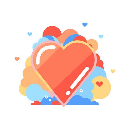 Hand Drawn heart with love in flat style isolated on backgroundのイラスト素材