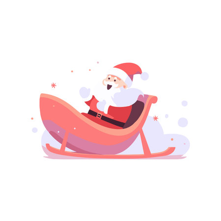Hand Drawn christmas Santa sleigh in flat style isolated on backgroundのイラスト素材