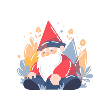 Hand Drawn christmas gnome in flat style isolated on backgroundのイラスト素材