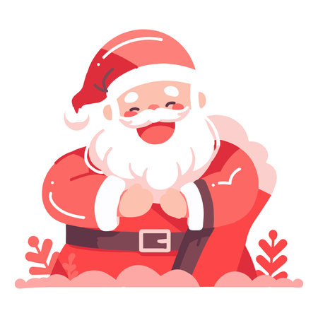 Hand Drawn Happy Santa character in flat style isolated on backgroundのイラスト素材