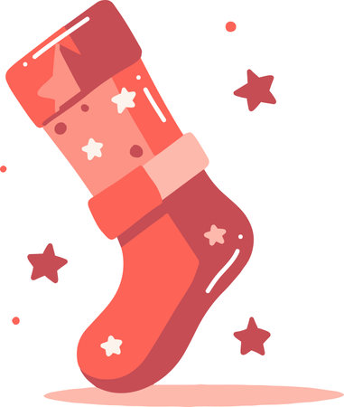 Hand Drawn Christmas santa socks in flat style isolated on backgroundのイラスト素材