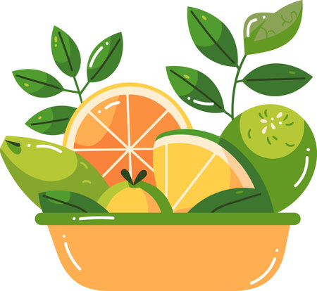 Hand Drawn fruit and vegetable basket in flat style isolated on backgroundのイラスト素材