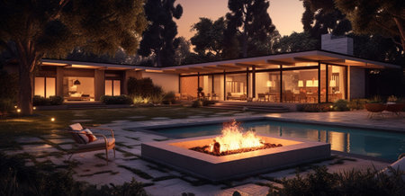 illustration of Terrace for relaxing outside in luxury styleの素材