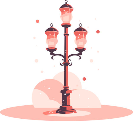 Hand Drawn Christmas electricity pole in flat style isolated on backgroundのイラスト素材