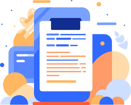 Office documents and equipment in UX UI flat style isolated on backgroundのイラスト素材