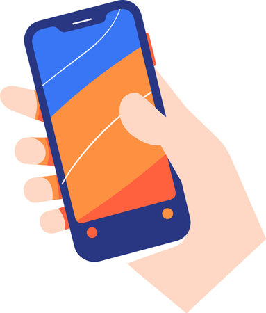 hand holding tablet in UX UI flat style isolated on backgroundのイラスト素材