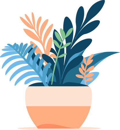 Plant pots for indoor use in UX UI flat style isolated on backgroundのイラスト素材