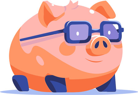 piggy bank in UX UI flat style isolated on backgroundのイラスト素材