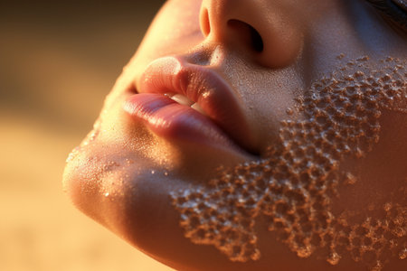 a beautiful woman is in gold paint and wearing a gold covering on fashion style backgroundの素材