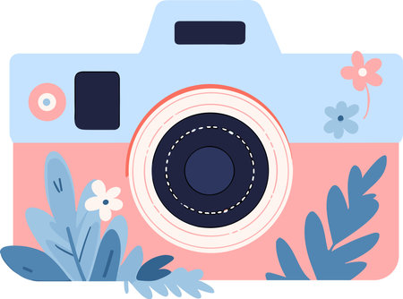 Hand Drawn wedding camera in a wedding concept in flat style isolated on backgroundのイラスト素材