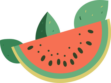 Hand Drawn watermelon cut in half in flat style isolated on backgroundのイラスト素材