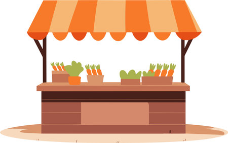Hand Drawn Shop stall for farmers in flat style isolated on backgroundのイラスト素材
