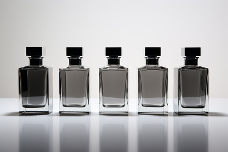 Perfume bottle or whiskey bottle in elegant style on a mockup style backgroundの素材