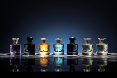 Perfume bottle or whiskey bottle in elegant style on a mockup style backgroundの素材