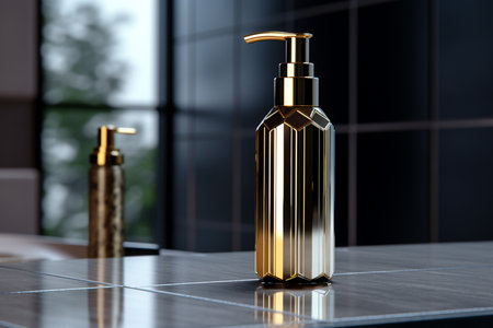 Mockup of elegant lotion pump bottle on the minimalist studio backgroundの素材