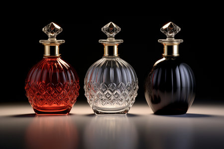 Perfume bottle or whiskey bottle in elegant style on a mockup style backgroundの素材